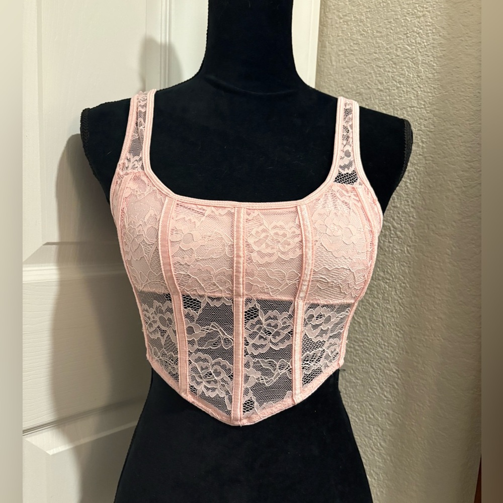 Chic Lace Bustier in Soft Pink